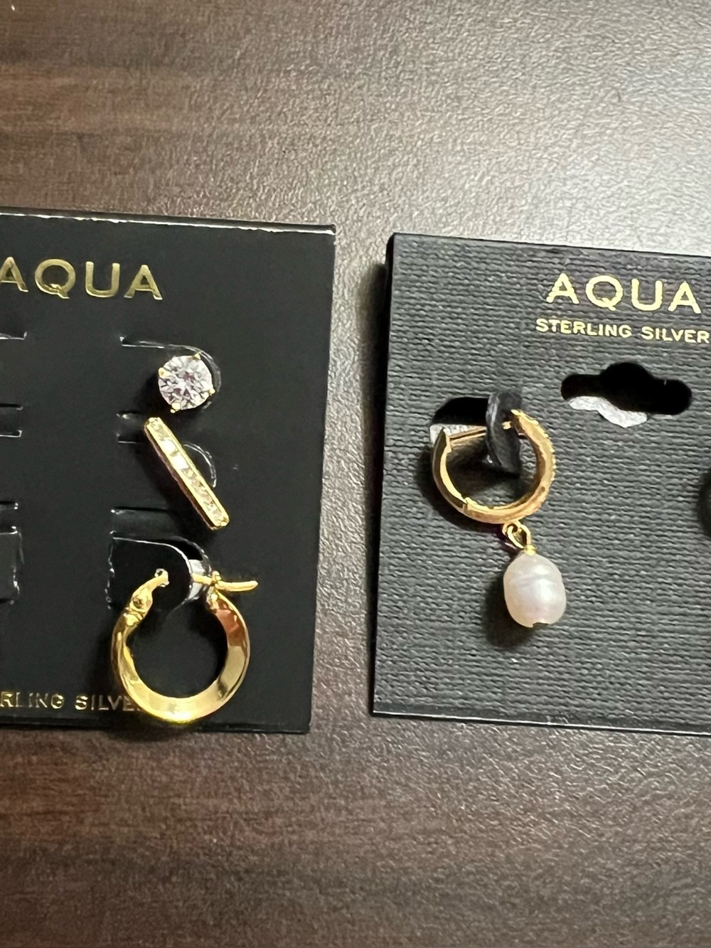 Aqua Gold-Tone Sterling Silver Earrings